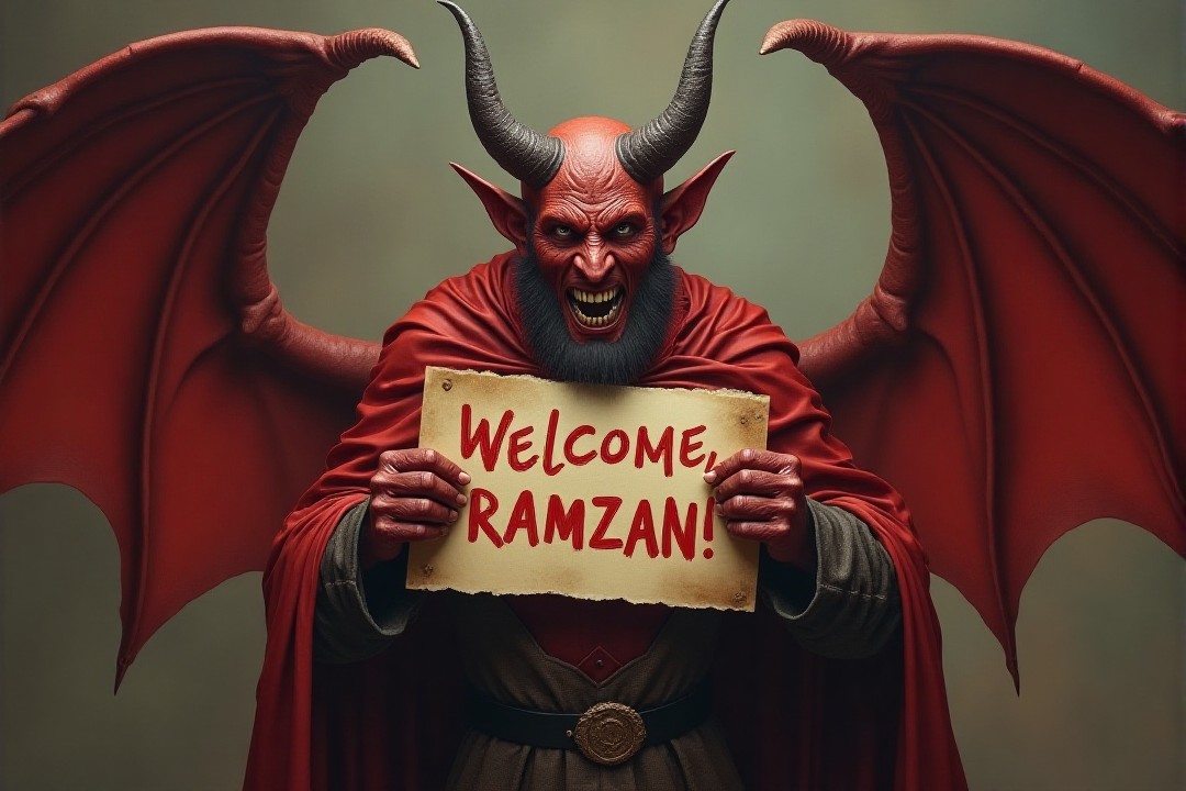 Черт с табличкой ‘Добро пожаловать, Рамзан!’